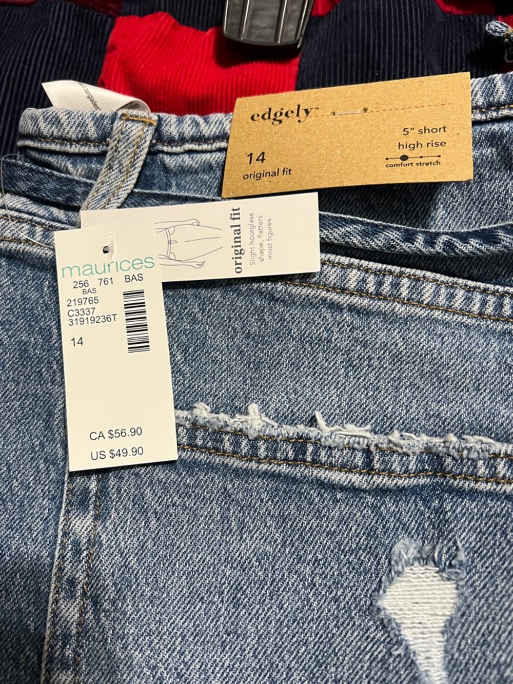 NWT Edgely High-Rise Distressed Blue Denim Shorts with Button Fly - Picture 2 of 5